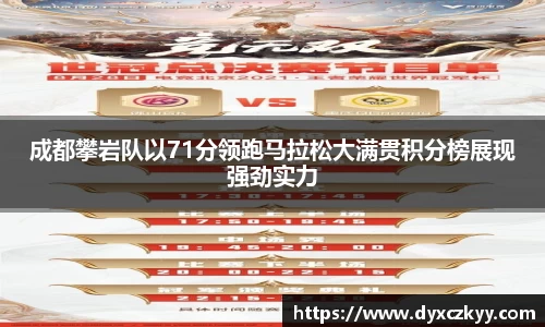 成都攀岩队以71分领跑马拉松大满贯积分榜展现强劲实力